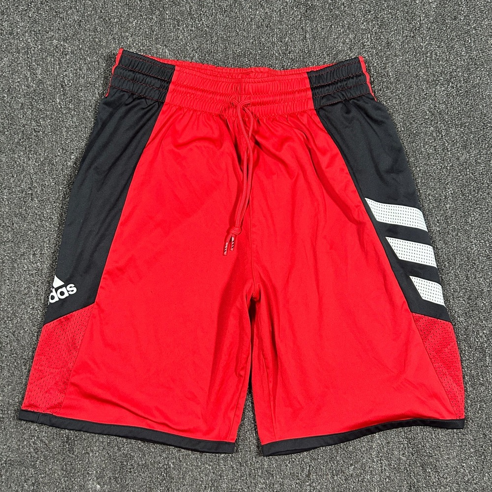 Adidas Basketball Shorts Mens Large Red Black Aeroready FL0928 Excellent Striped